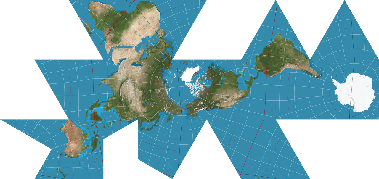 Image of Dymaxion map projection of the World, created by Buckminster Fuller