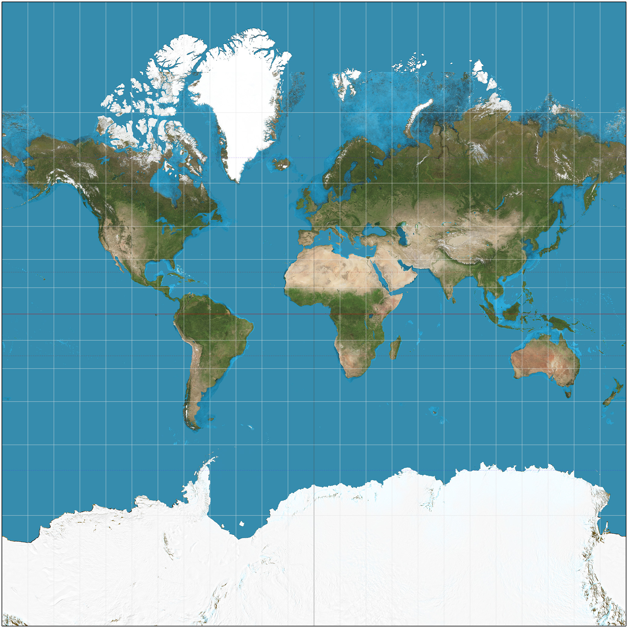 Image of Mercator map projection of the World