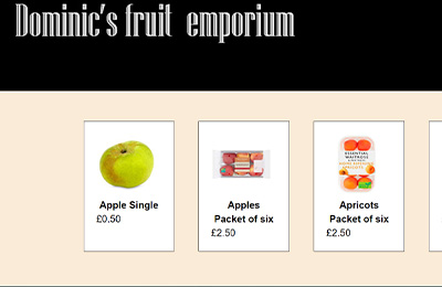 Photo of fruit shop card as project number four for Founders & Coders application